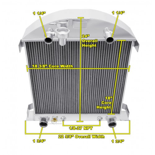 1928 - 1929 FORD MODEL A ALUMINUM RADIATOR - FORD FLATHEAD V8