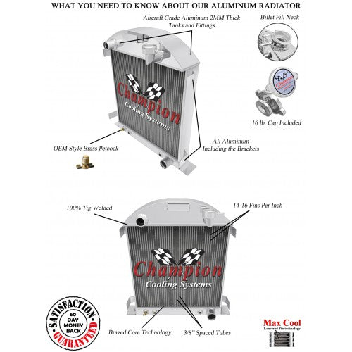 1928 - 1929 FORD MODEL A ALUMINUM RADIATOR - CHEVY V8