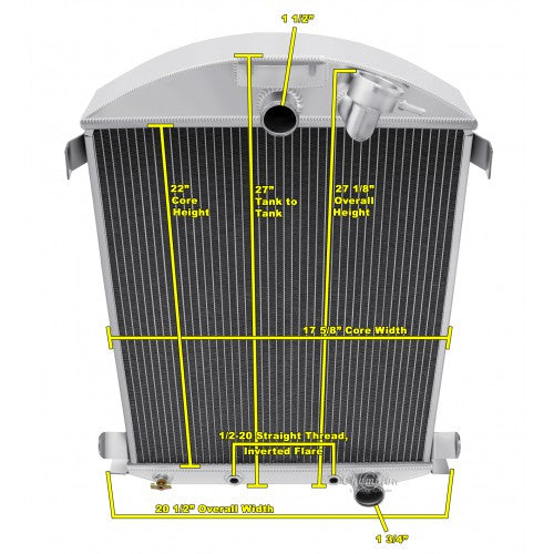 1930 - 1931 FORD MODEL A ALUMINUM RADIATOR - CHEVY V8