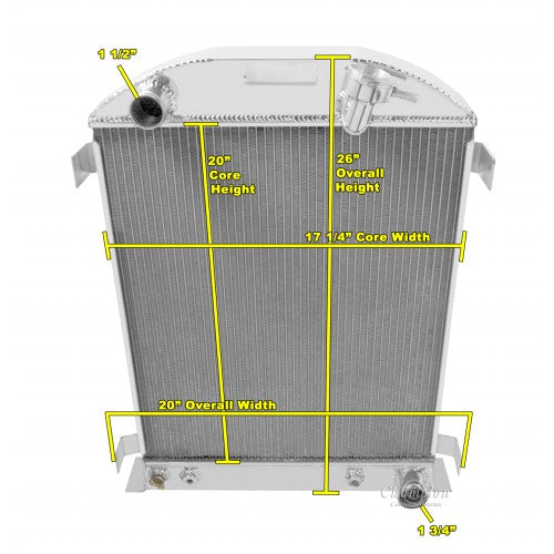 1932 FORD MODEL 18 ALUMINUM RADIATOR - CHEVY V8 HIGH BOY