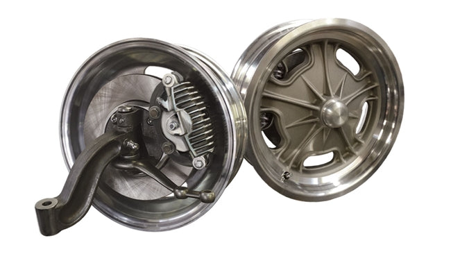 Premium Spindle Mount Finned Front Brake Kit Polished