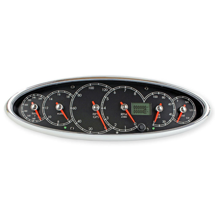 Legends - Icon - 6 in 1 Cluster (Black dial with White font, Chrome Blade Racer Red Pointer)