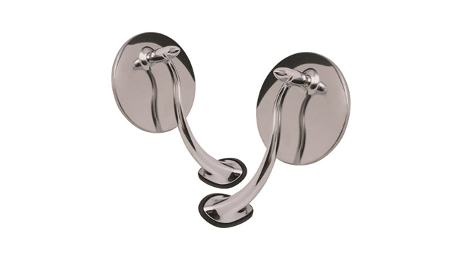 Stainless Steel Swan Neck Bolt On Mirrors Polished