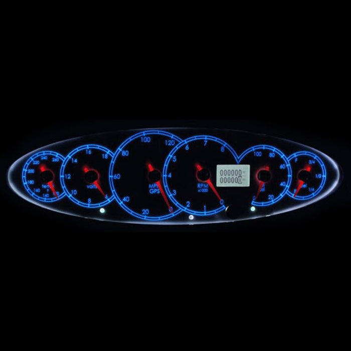 Legends - Icon - 6 in 1 Cluster (White dial with Dark Blue font, Chrome Blade Racer Red Pointer)